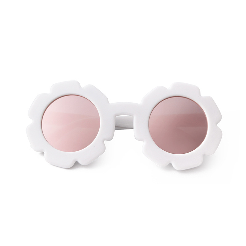 Teeny Baby Polarized Floral Sunglasses with Strap - White Reflective