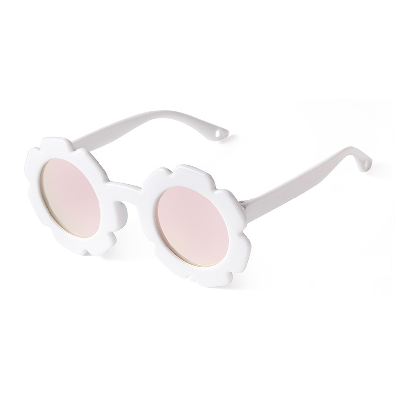 Teeny Baby Polarized Floral Sunglasses with Strap - White Reflective