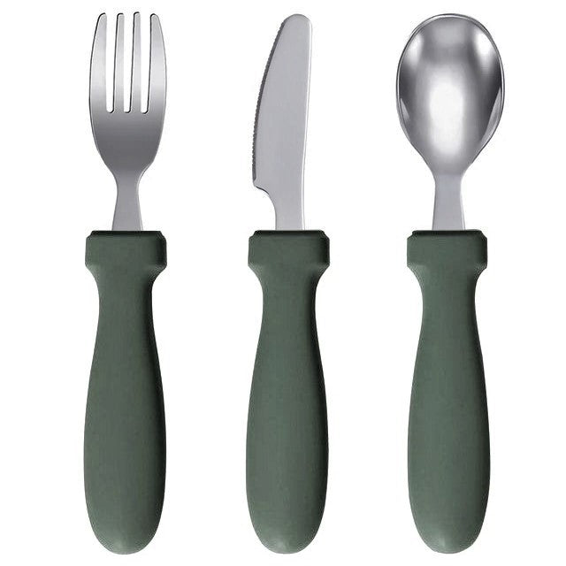 Toddler Junior Stainless Steel Cutlery Set - Dark Green