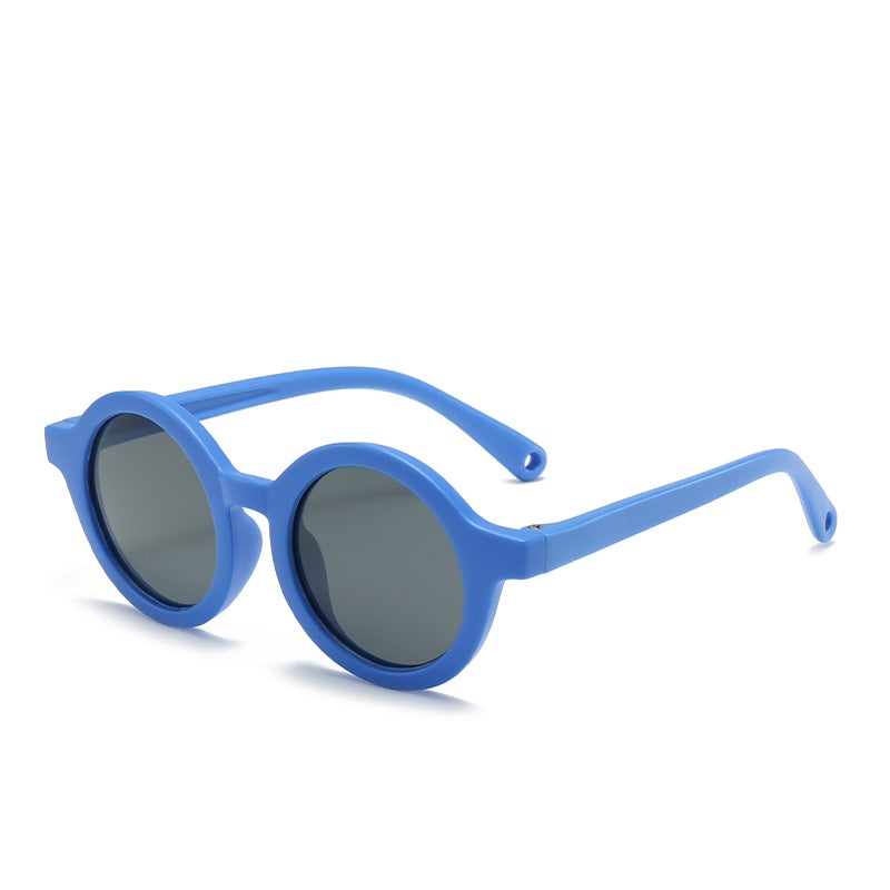 Teeny Baby Polarized Round Sunglasses With Strap - Blue