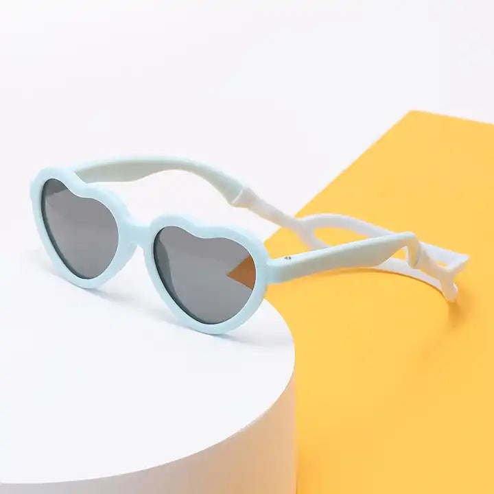Teeny Baby Heart Polarized Sunglasses With Strap Blue
