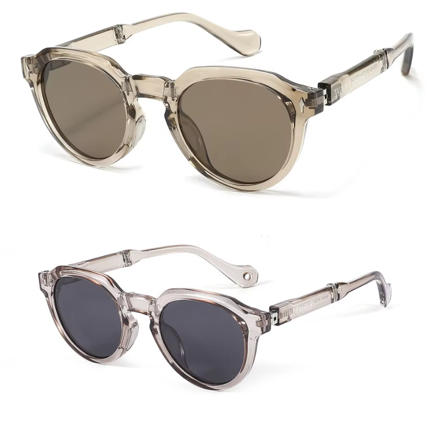 Parent Child Set (1 Parent, 1 Child) Foldable Polarized Sunglasses - Grey Tea