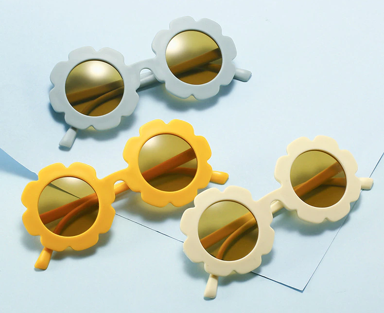 Yellow Blue Beige Teeny Baby Toddler Floral Sunglasses