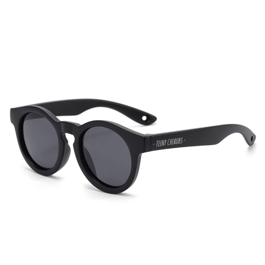 Teeny Baby Keyhole Polarized Sunglasses With Strap - Black