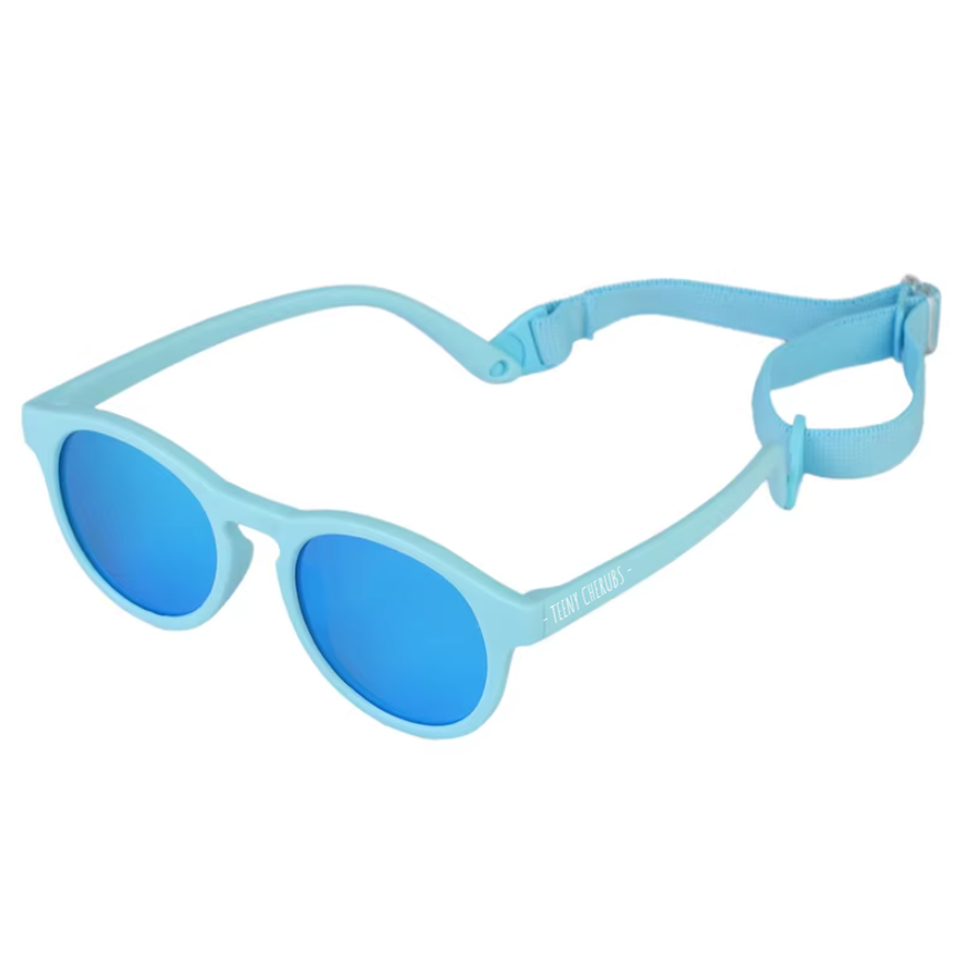 Teeny Baby Keyhole Polarized Sunglasses With Strap - Blue Reflective