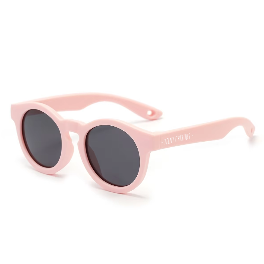 Teeny Baby Keyhole Polarized Sunglasses With Strap - Light Pink