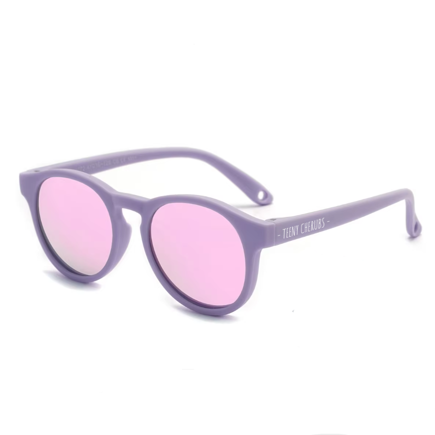 Teeny Baby Keyhole Polarized Sunglasses With Strap - Violet Reflective