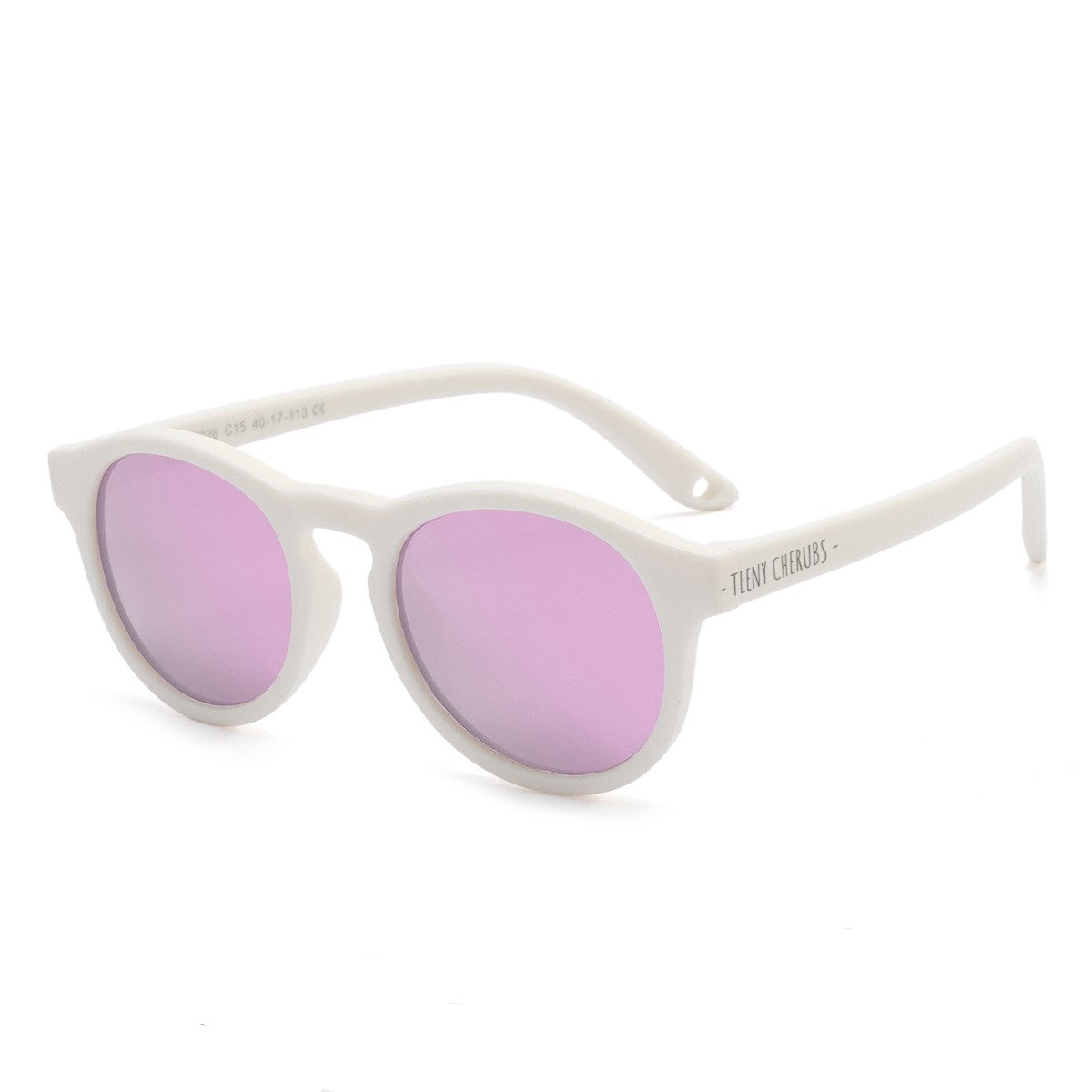 Teeny Baby Keyhole Polarized Sunglasses With Strap - White Reflective