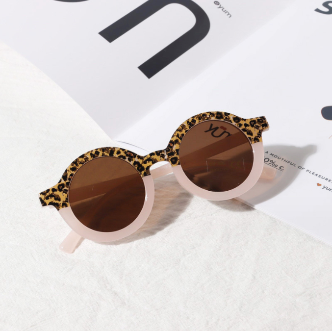 Teeny Baby Round Sunglasses - Pink Leopard