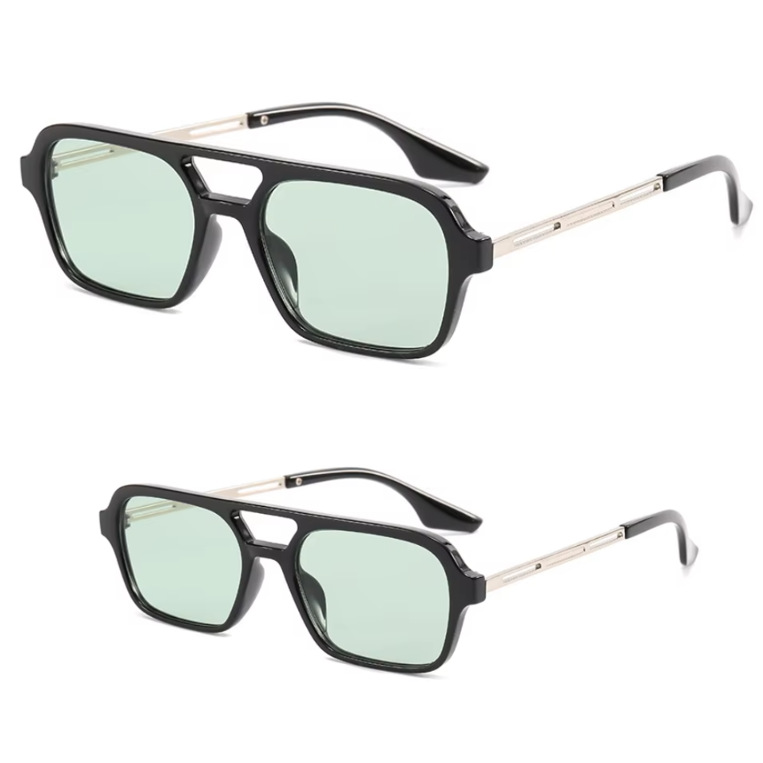 Adult Child Set (1 Adult, 1 Child) UV400 Sunglasses - Green Pair