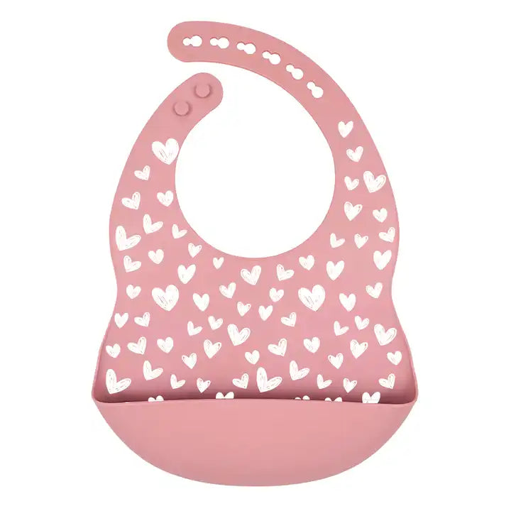 Silicone Waterproof Baby Bib - Rose Hearts