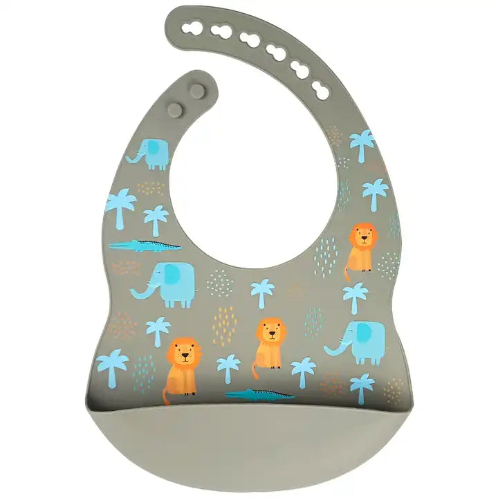 Silicone Waterproof Baby Bib - Sage Lion Ellie
