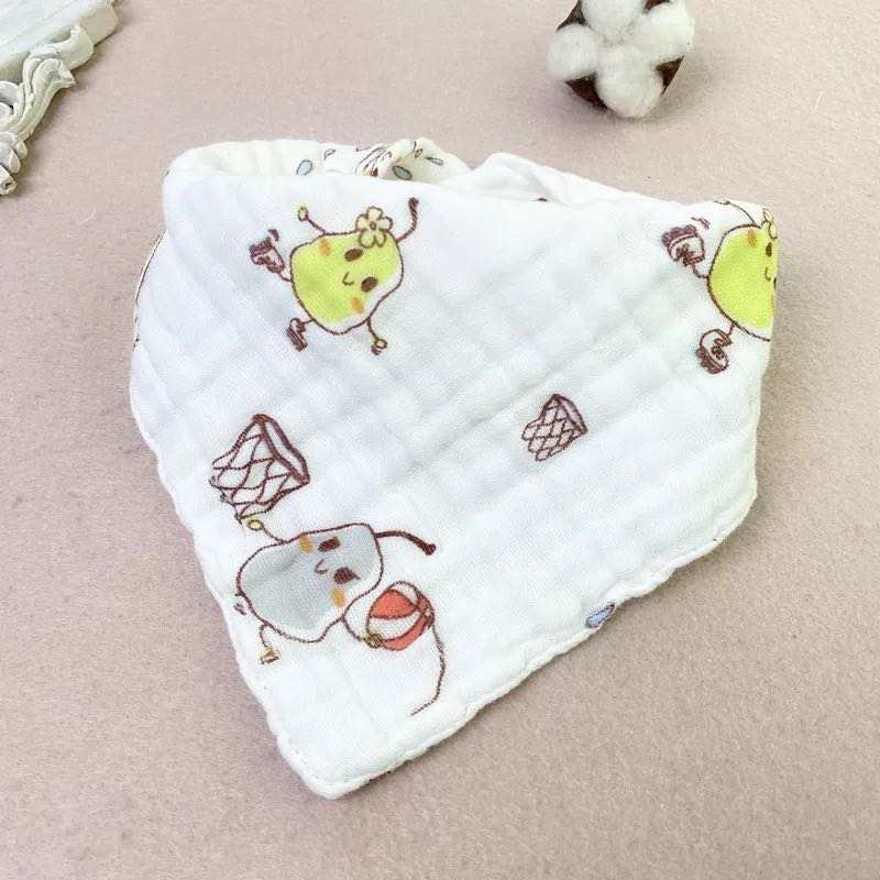 Handmade Baby Bandana White Muslin Dribble Bib - Basketball