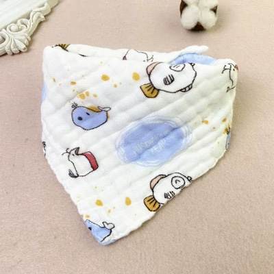 Handmade Baby Bandana White Muslin Dribble Bib - Aqua