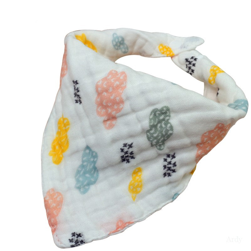 Handmade Baby Bandana White Muslin Dribble Bib - Clouds