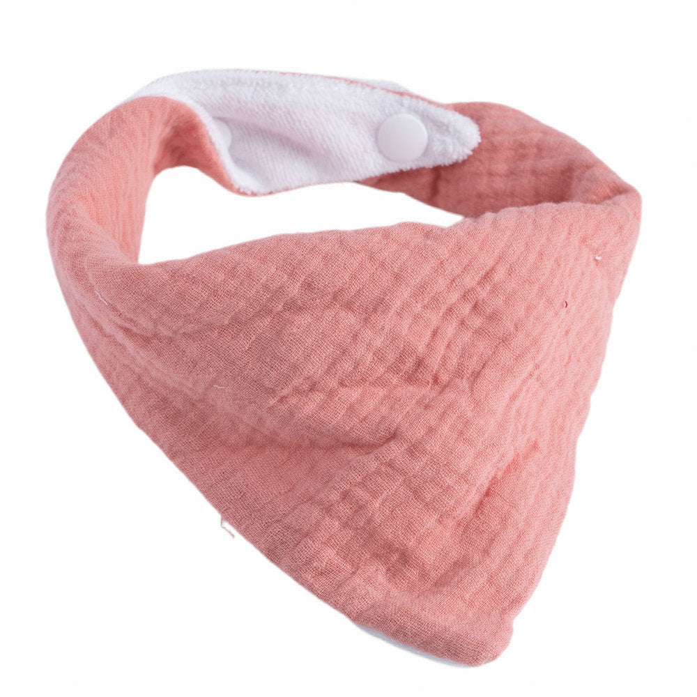 Handmade Baby Bandana Cotton Muslin Dribble Bib - Light Pink