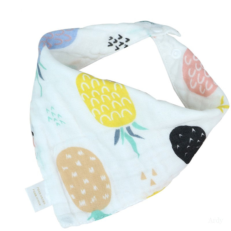Handmade Baby Bandana White Muslin Dribble Bib - Pineapple