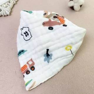 Handmade Baby Bandana White Muslin Dribble Bib - Trucks