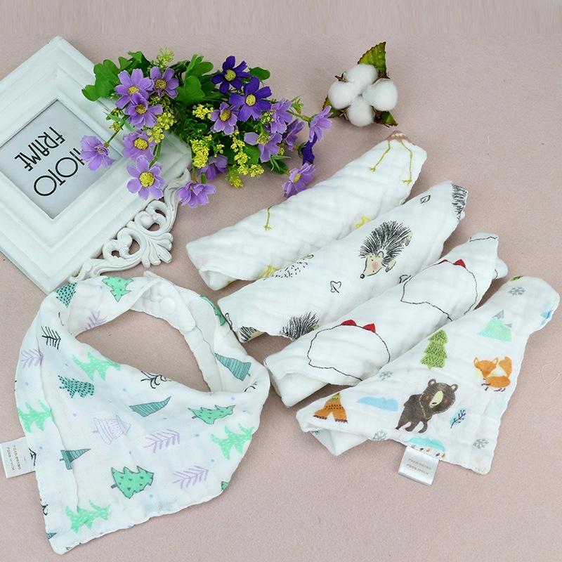 Five White Muslin Cotton Dribble Drool Bandana Bibs