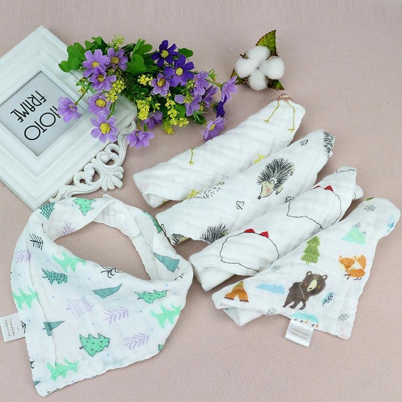 Five White Muslin Cotton Dribble Drool Bandana Bibs