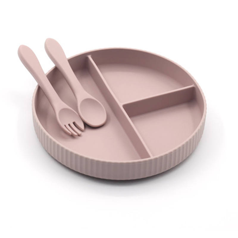 Silicone Baby Feeding Plate Set - Pale Mauve