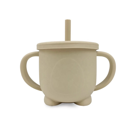 Baby Toddler Silicone Non-spill Sippy Straw Cup First Stage - Beige