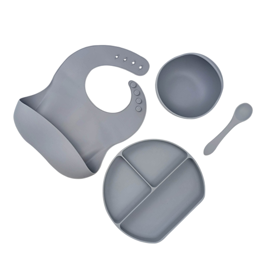 Silicone Baby Toddler BPA free Feeding Set 4pcs - Graphite