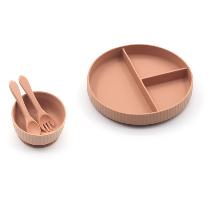 Silicone Baby Toddler Ramekin Dinnerware Set 4pcs - Muted Clay