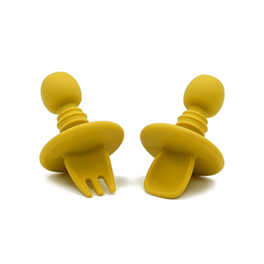 Baby Self-feeding Weaning Cutlery Set - Mustard