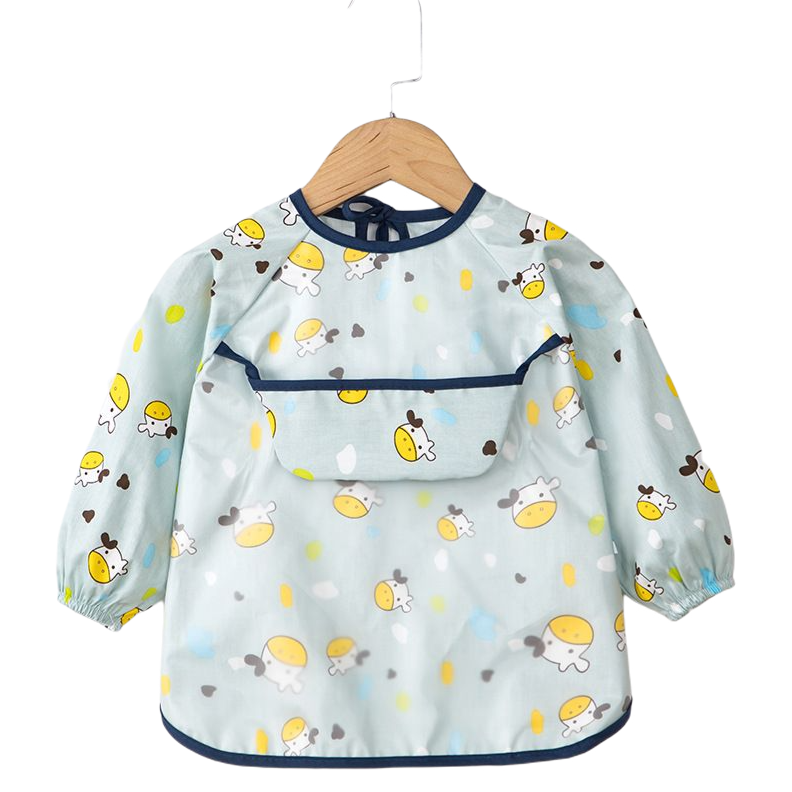 Baby Toddler Feeding Long Sleeve Apron Smock Bib - Moo Cow