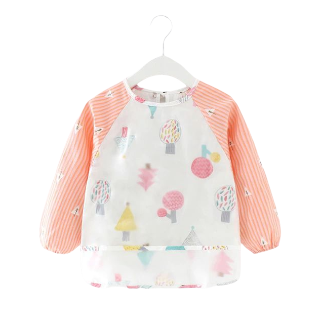 Baby Toddler Feeding Long Sleeve Apron Smock Bib - Red Forest