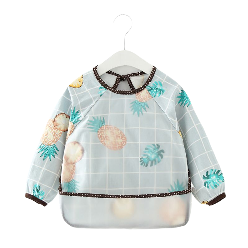 Baby Toddler Feeding Long Sleeve Apron Smock Bib - Pineapple Teal