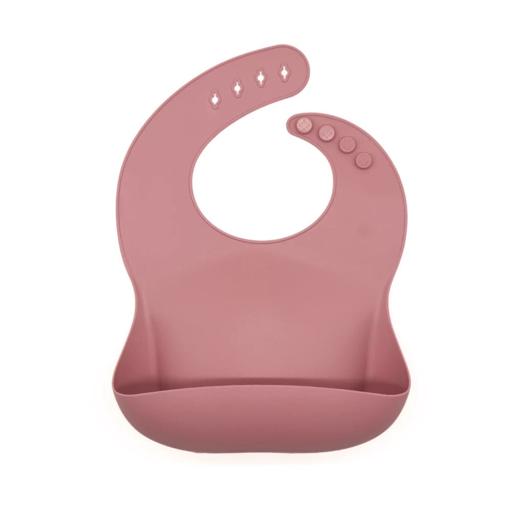 Silicone Waterproof Baby Bib - Powder Rose