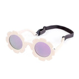 Teeny Baby Polarized Floral Sunglasses with Strap - Beige Reflective