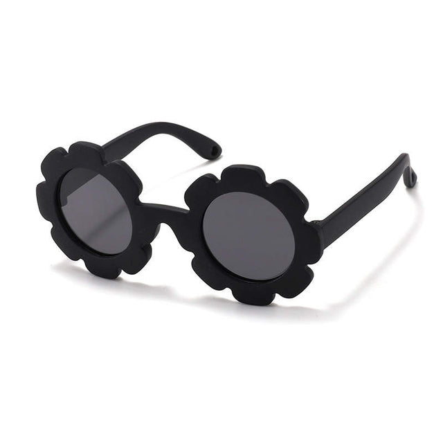 Teeny Baby Polarized Floral Sunglasses with Strap - Black