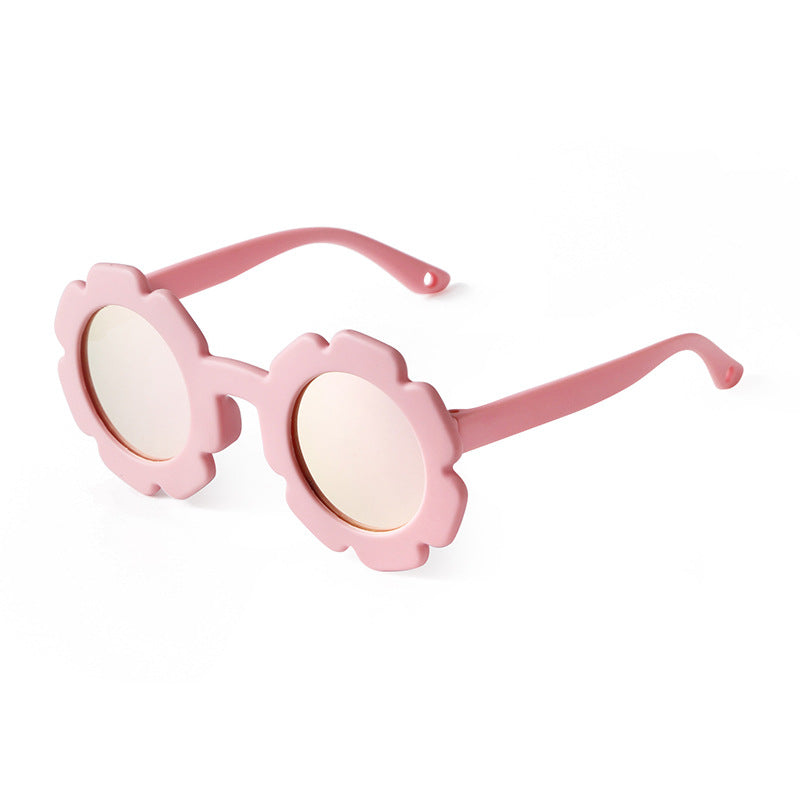 Teeny Baby Polarized Floral Sunglasses with Strap - Pink Reflective
