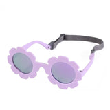 Teeny Baby Polarized Floral Sunglasses with Strap - Violet Reflective