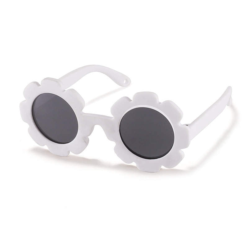 Teeny Baby Polarized Floral Sunglasses with Strap - White