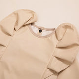 Teeny Baby Long Sleeve Waterproof Apron Smock Bib Beige Front