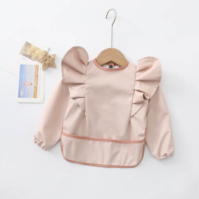 Teeny Baby Long Sleeve Waterproof Apron Smock Bib - Pink