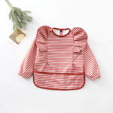 Teeny Baby Long Sleeve Waterproof Apron Smock Bib - Red Stripes