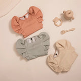 Teeny Baby Long Sleeve Waterproof Apron Smock Bib Beige Sage Orange