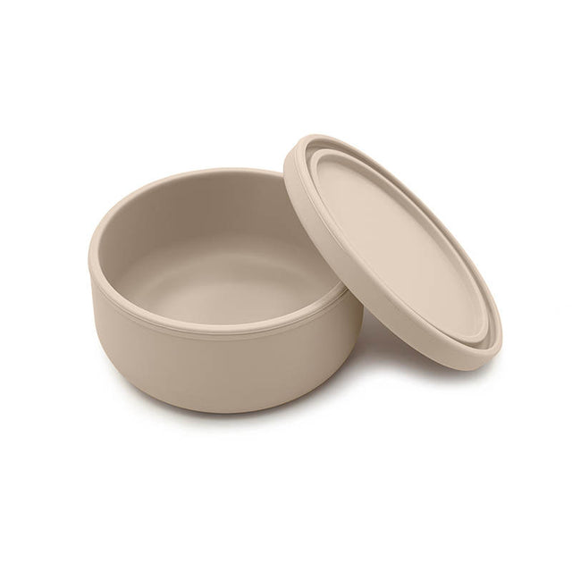 Silicone Baby Toddler Leak-Proof Bowl with Lid - Beige