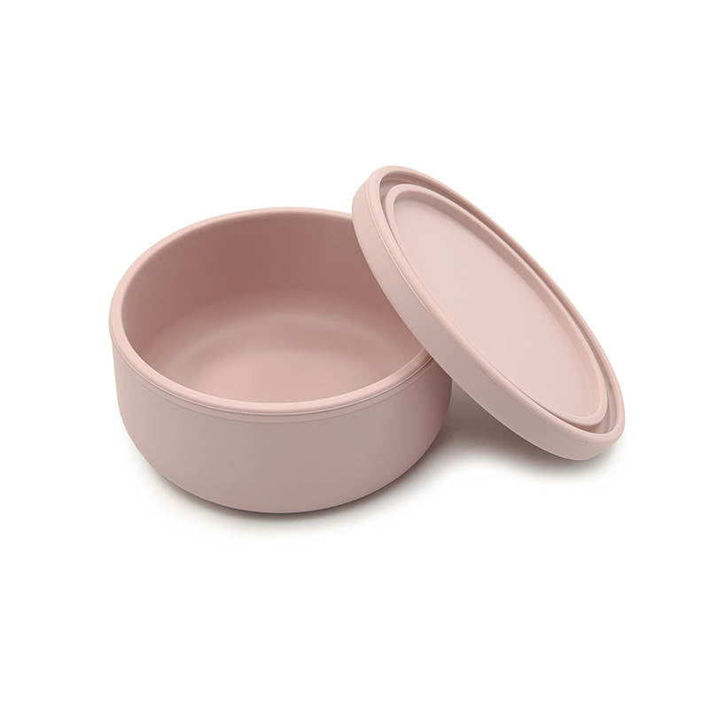 Silicone Baby Toddler Leak-Proof Bowl with Lid - Dusty Pink