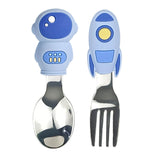 Baby Toddler Stainless Steel Cutlery Set - Astronaut Blue