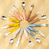 Toddler Junior Stainless Steel Cutlery Sets Mustard Beige Ether Muted Brown