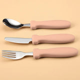 Toddler Junior Stainless Steel Cutlery Set - Apricot