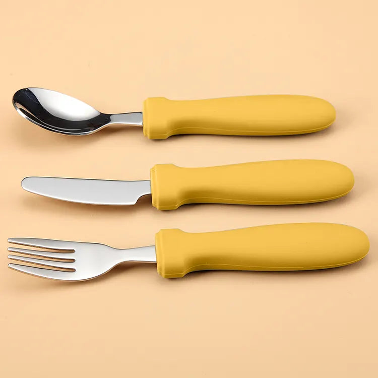 Toddler Junior Stainless Steel Cutlery Set - Mustard