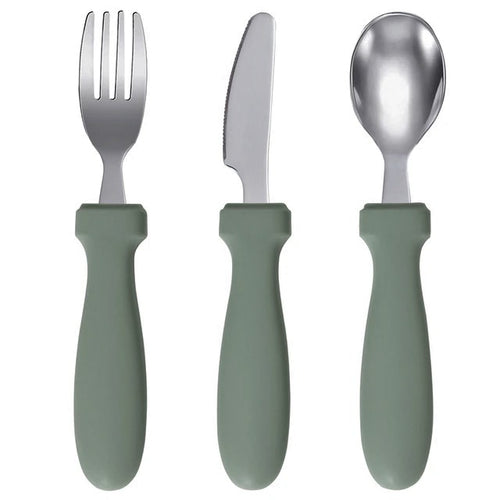 Toddler Junior Stainless Steel Cutlery Set - Olive