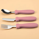 Toddler Junior Stainless Steel Cutlery Set - Powder Rose